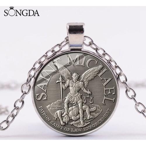 Archangel St.Michael Protect Me Saint Shield Protection Necklace Talisman Russian Orhodox Pendant Necklace Christian Gift