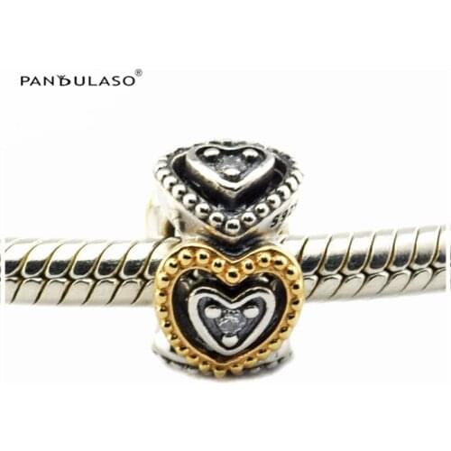 Celebration of Love Spacer Charm Sterling Silver Jewelry For Beaded Chain Bracelets & Bangles Woman DIY Beads For Jewelry Making