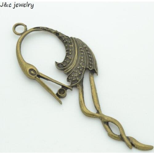 3 pcs/lot 92*35 mm Retro Charms Antique bronze Plated Alloy crane Pendant Jewelry Findings D539