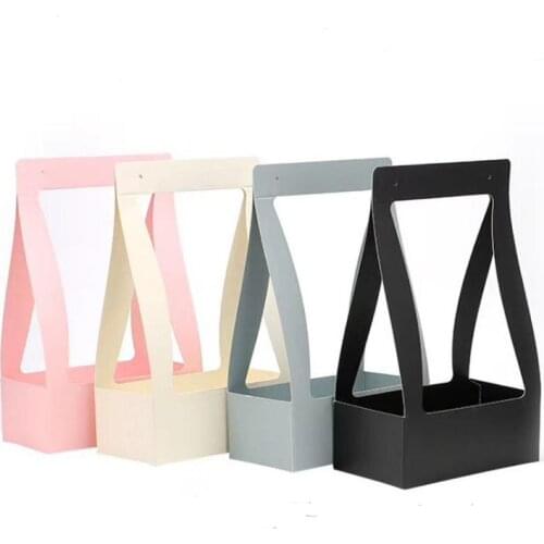 Portable Flowers Boxes Paper Flower Basket Florist Fresh Flower Carrier Holder Home Decoration SN3379