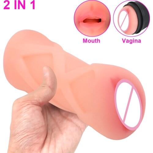 TPE Realistic Vagina Oral Mouth Male Masturbator Cup Deep Throat Sex Toys For Men Blow Job Erotic