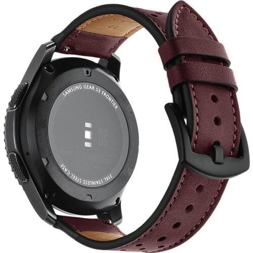 22mm strap for samsung galaxy watch 46mm S3 Frontier/Classic huawei watch gt band Genuine Leather belt smart watch bracelet