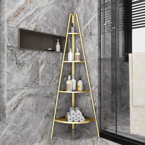 GY Light Luxury Bathroom Shelf Floor Tripod Hallway Corner Bathroom Storage Rack Living Room Interior Multi-Layer Shelf