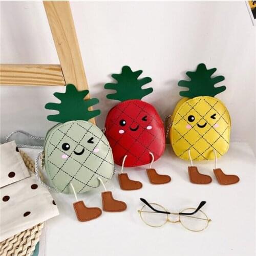 Cute Cartoon Pineapple Baby Girls Crossbody Bags PU Leather Lovely Children Coin Purse Boys Kids Gift Mini Wallet Shoulder Bags