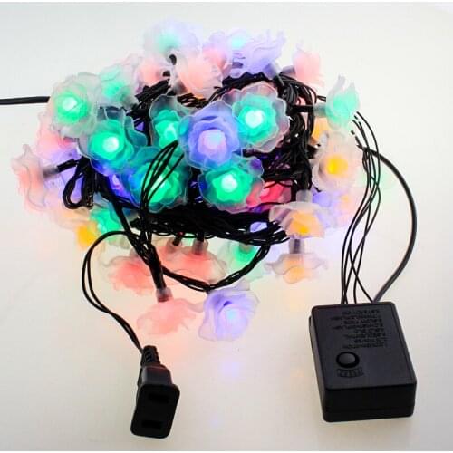 LED Flower light fairy string christmas garland Rose 10M 80leds home Wedding decoration party lights bedroom Plastic 220V 110V