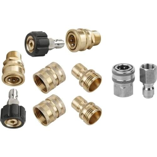 8x Pressure Washer Adapter Set,Quick Disconnect Kit & 1set Stainless Steel Pressure Washer Adapter Set