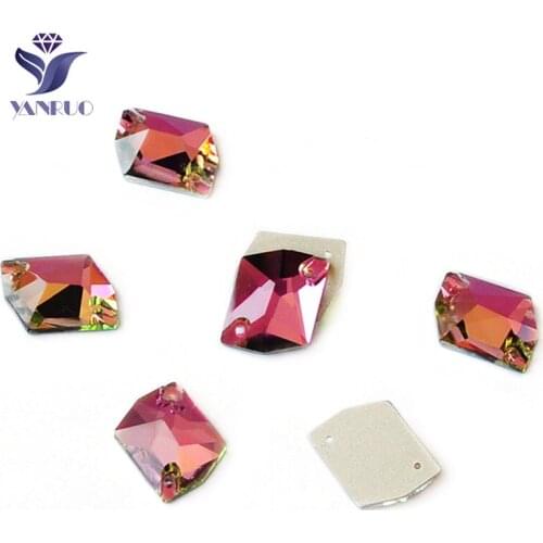 YANRUO 3265 Cosmic Rose Sewn Rhinestone Sew On Crystals Applications Dress Sewing Stones For Clothing