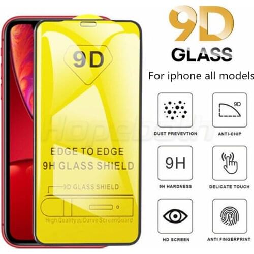 50Pcs 9D Full Cover Tempered Glass For iPhone 11 12 Mini Pro Max Screen Protector For iPhone X XR XS Max 6 7 8 Plus SE2020 Film