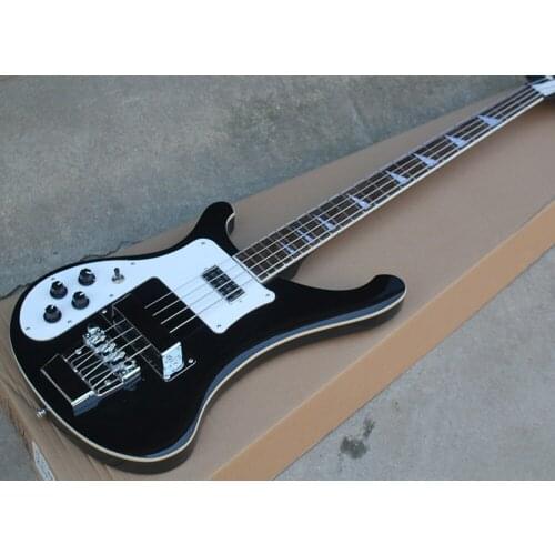 Factory Outlet-Left Handed 4 Strings Black Electric Bass with White Binding,Rosewood Fretboard