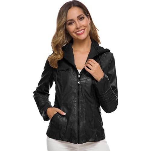 2021 Jacket women European and American womens hot style jacket jacket detachable hood PU ladies leather women leather jackets