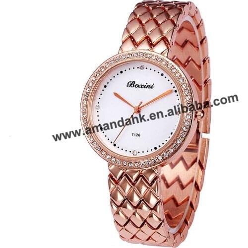 Wholesale Silver Gold Thin Alloy Watches New Rhinestone Fashion Women Dress Wristwatch Ladies Women Girls Watches Boxini 7126