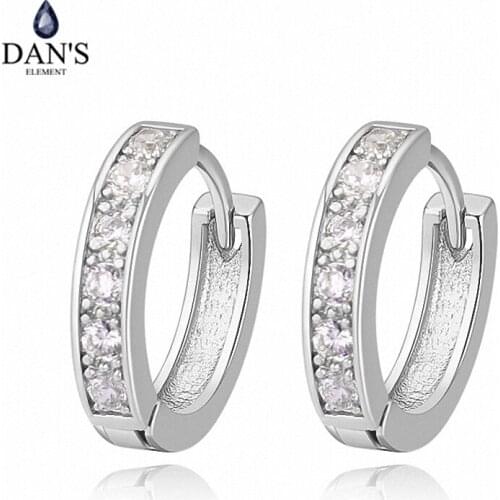 DANS 3 Colors Real Big Brand AAA Zirconia Micro Inlays Fashion Dangle Earrings for Women Round 119514White