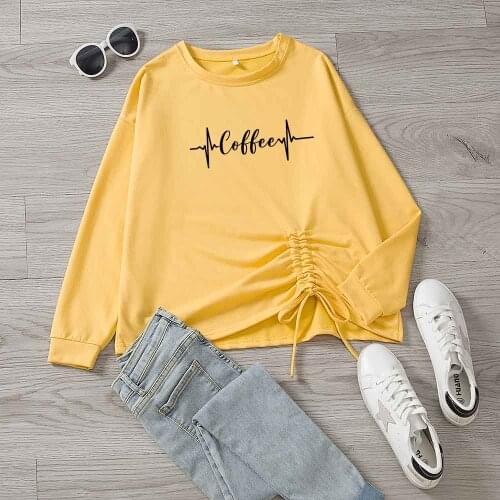 2021 Crewneck Sweatshirt Personalized Fashion Tops Long Sleeve Letter Printed Drawstring Harajuku Sweatshirt Women Casual Wear