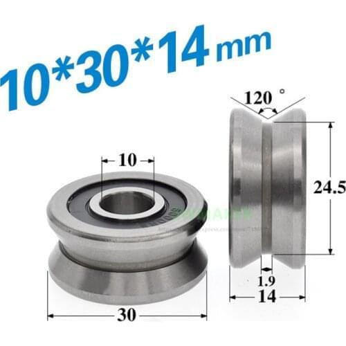 10pcs 10*30*14mm LV20/10 non-standard grooved bearing pulley Y-type V-wheel rolling guide wheel, wire rope over-wire hanger