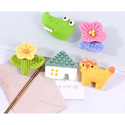 10Pcs Cartoon Dinosaur Flower Flat back Resin Cabochon Scrapbooking Phone Decoration Craft DIY Hair Bows Accessories