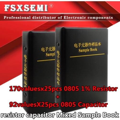 170valuesx25pcs=4250pcs 0805 SMD Resistor 0R~10M 1% + 92valuesX25pcs=2300pcs 0.5PF 0.5PF~22uF Capacitor Mixed Sample Book