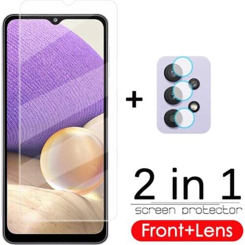 2 in 1 glass for samsung galaxy a32 clear tempered screen protector for samsung galaxy a32 galaxy a 32 with camera lens film