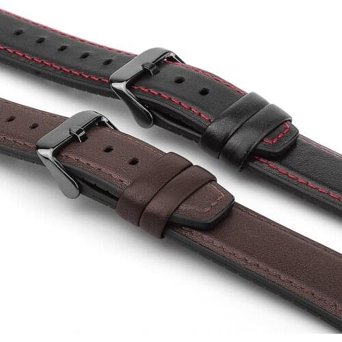 20mm 2in1 Leather/silica strap for Lenovo watch X Replacement wristband Business style Leather strap Metal buckle bkack/brown