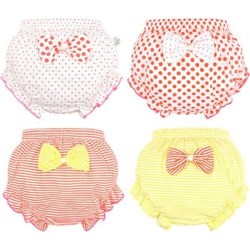 3 Piece/Lot Kids100%Cotton Panties Summer Girl Baby Infant Newborn Fashion Solid Cute Bow Striped Dots Underpants 0-2 Year Old