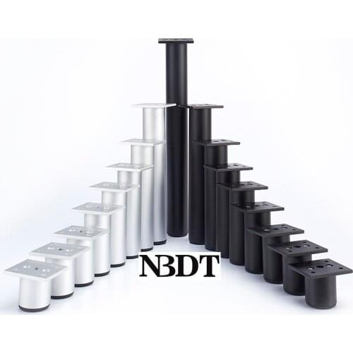 4Pcs/Lot Matte Black Silver Round 38MM Aluminum Alloy Sofa Couch Bed Furniture Coffee Bar Cabinet Cupboard Leveling Leg Feet