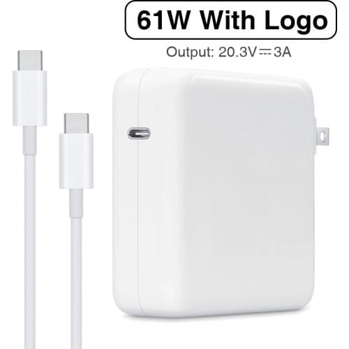 61W USB-C PD Power Adapter Type-C Fast Charger For Apple Latest Macbook pro 13inch A1706 A1707 A1708 A1718 iPad Air Replacement