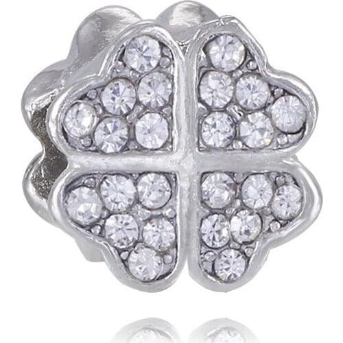 1PCS Europe and the United States aliexpress new double alloy large hole Bead Bracelet clover DIY beads mixed batch H400