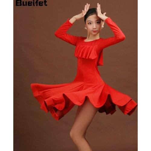 Kids Girls Salsa Tango Latin Dance Dress Waltz Tango Cha Cha Ballroom Dance Costume Modern Professional Dance Competition Dress