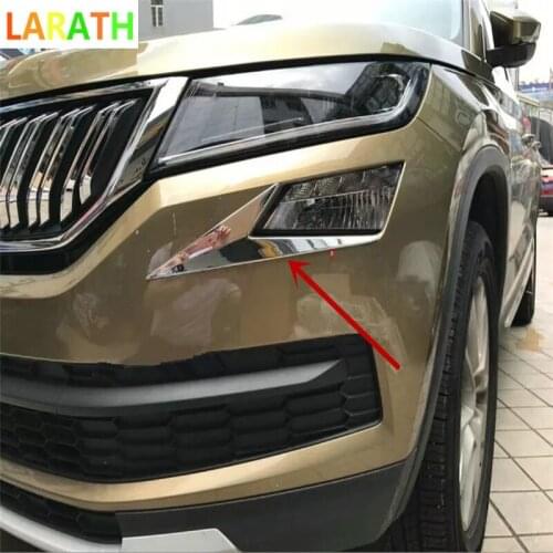 For skoda Kodiaq 2017 ABS plastic chrome plated front head fog lamp light eyelid eyebrow cap sticker trim