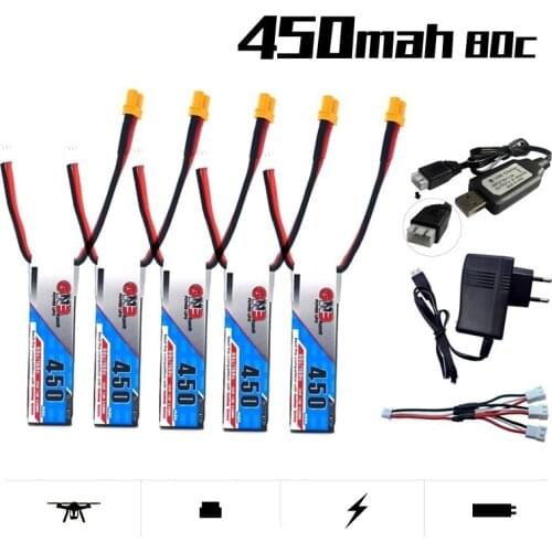 Gaoneng GNB 7.4V 2S 7.4V 450mAh 80C Lipo Battery+Charger for RC CineBee Cine Whoop BetaFPV Quadcopter Toothpick Drone XT30 Plug