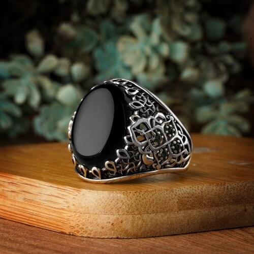 Guaranteed High-quality 925 Sterling Silver AGATE STONE ring Jewelry Made in Turkey in a luxurious way for men with gift