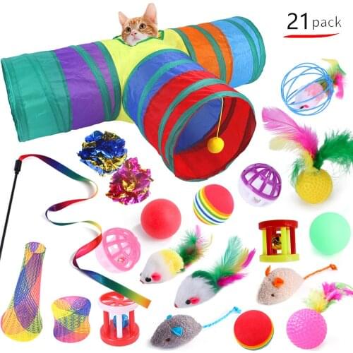 Spot Cat Toys Pet Toy Combination Set Kitty Funny Cat Stick Rainbow Tunnel Kitty Supplies Set