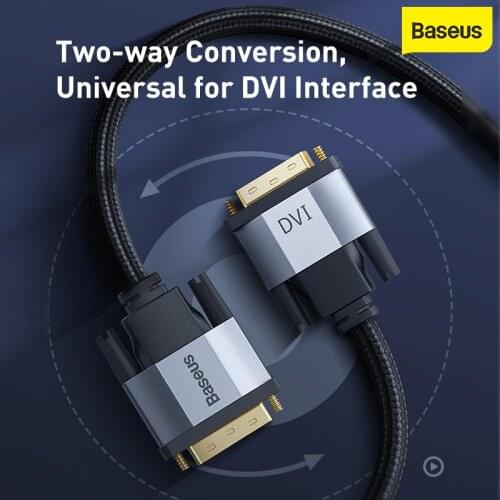 BASEUS DVI Cable High Speed DVI-D Male to Male Video Cable 2K Dual Link Adapter 2m 3m for Projector LCD DVD HD TV,TV BOX,Monitor