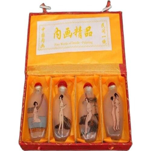 China Old Beijing Snuff Bottle Built-In Painting Naked Woman A Suit Of 4