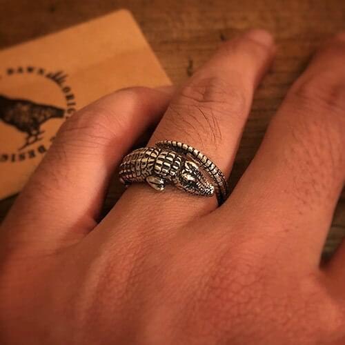 Personality Silver Plated Crocodile Ring for Motorcycle Party Biker Open Finger Ring Men Women Jewelry Fashion Accessories