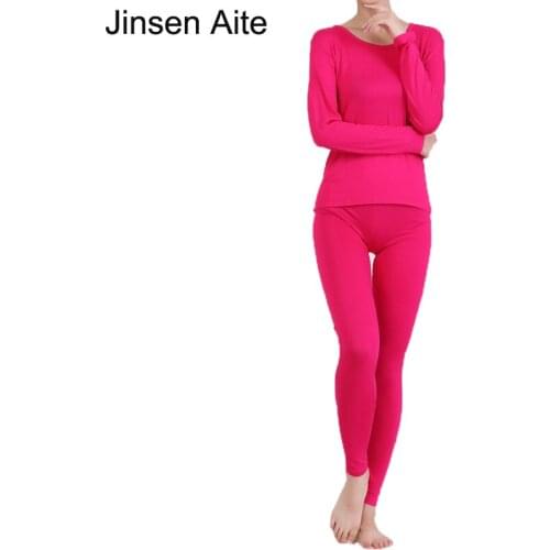 Jinsen Aite Plus Size 4XL New Spring Autumn Winter High Elasticity Bamboo Fiber Long Johns Sets for Women Thermal Underwear JS12
