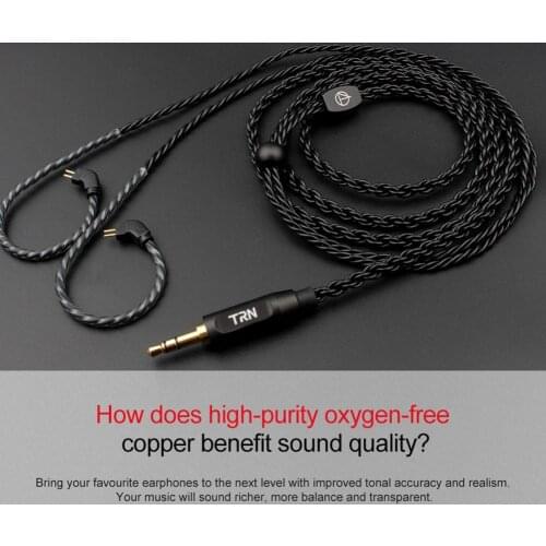 TRN A3 6 Core Upgraded Black Silver Plated Cable 3.5mm MMCX/0.75/0.78mm 2 Pin Earphone Upgrade Headphone Wire for TRN V80/X6/IM1