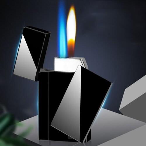 Metal Gas Lighter Magic Flame Butane 1300C Turbo Lighter Cigar Cigarettes Smoking Accessories Gadgets for Men Lighters