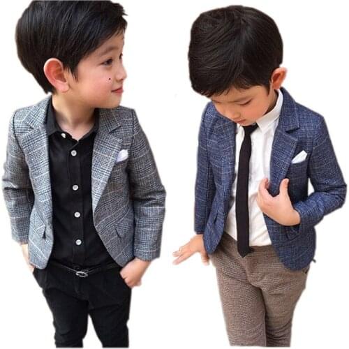 Fashion boy blazer coat gentleman style plaid blazer jacket for 3-8years boys kids children causal suit tops clothes