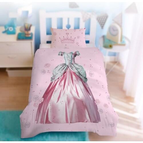 Cartoon Portrait Dress Up Pink Princess Dress Duvet Cover Set Decor Home Bedclothes For Kids Baby Gils Gift Cute Bedding Sets