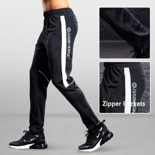 Mens Sweatpants Track Soccer Training Pants Active Jogger Pants Slim Fit Trousers Striped Zipper Pockets