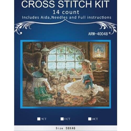 Oneroom Cross Stitch Embroidery Kits 14CT afternoon tea Cotton Thread Painting DIY Needlework DMC New Year Home Decor