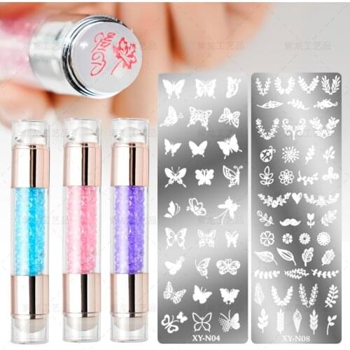Nail Art Tool Set Double-headed Silicone Seal Stampe Acrylic Color Diamond Template Seal Set Transfer Pen DIY Nail Art Decor