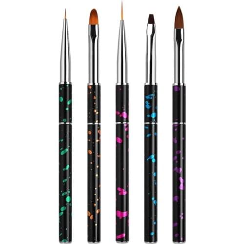 27RC Crystal Mixed Nail Art Design Brushes Set Painting Linner Smudge Delineating Pens with Beauty Shinning Crystal Handheld