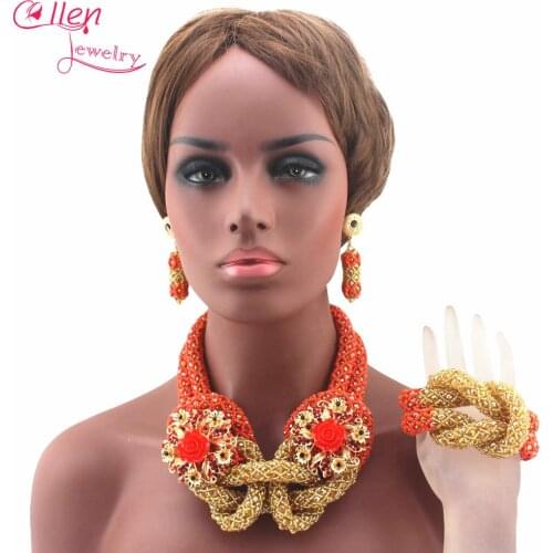 2016 New Sky Blue African Bridal Beads Jewelry Set Indian Women Fashion Party Necklace nigerian wedding beads Jewelry Set W13261