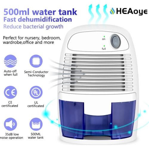Moisture Absorber Electric Dehumidifier Air Dryer 500 ML Mini Semiconductor Anti Mold And Air Dehumidifier Cabinets Low Noise