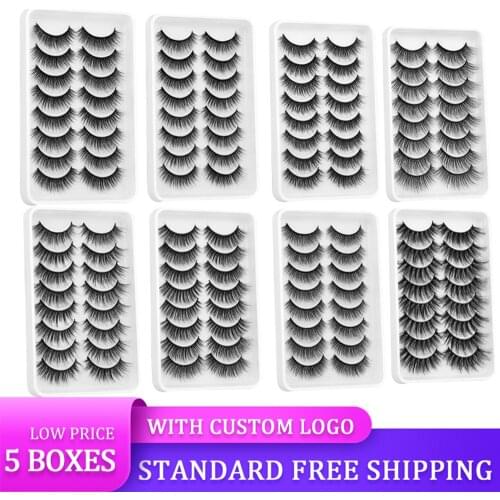 Lashes Wholesale 5 Boxes/Set False Lashes 3D Mink Eyelashes Natural Wispy Lashes Handmade Fluffy Dramatic Makeup False Eyelash