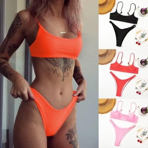 Sexy Spaghetti Strip Mini Bandeau Bikinis Women Push Up Brazilian Micro Bikini Set Swimwear Thong Bathing Suit Female Biquini