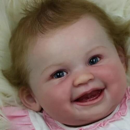 NPK 55cm Doll Mould smiling face bebe Reborn Prototype Doll Kit baby toddler Doll Parts silicone doll Mould