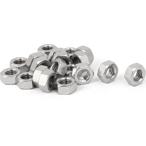 UXCELL M8 Thread Dia 304 Stainless Steel Hex Nut Screw Cap Fastener Silver Tone 20Pcs