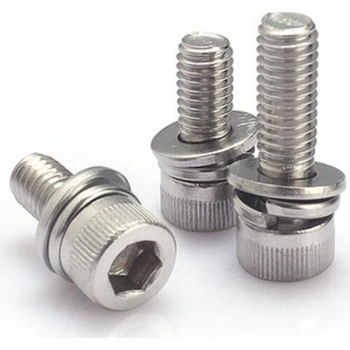 M5/M6/M8 Hexagon Socket Head Cap Screws Spring Washer Three Combination Screw Vis Inoxydable Parafuso Inox Viti DIN6900/DIN912